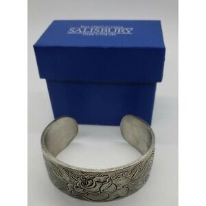 Salisbury Pewter Flower of the Month Rose Cuff Bracelet in box‎